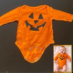 Orange Baby Pumpkin Jack-O'-Lantern Bodysuit newborn